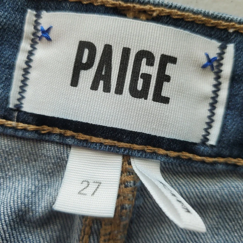 Paige Women's Jax Denim Bermuda Shorts Medium Wash Blue Cuffed Jorts Size‎ 27
